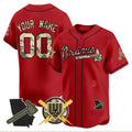 Custom Atlanta Braves Armed Forces Day Vapor Premier Limited Jersey ¨CRed JEROMEN