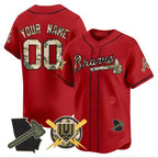 Custom Atlanta Braves Armed Forces Day Vapor Premier Limited Jersey ¨CRed JEROMEN