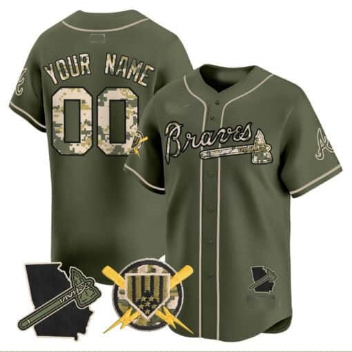 Custom Atlanta Braves Armed Forces Day Vapor Premier Limited Jersey ¨CGreen JEROMEN