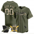 Custom Atlanta Braves Armed Forces Day Vapor Premier Limited Jersey ¨CGreen JEROMEN