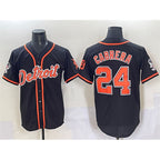 Detroit Tigers #24 Miguel Cabrera Black JEROMEN With Patch Cool Base Stitched Jersey