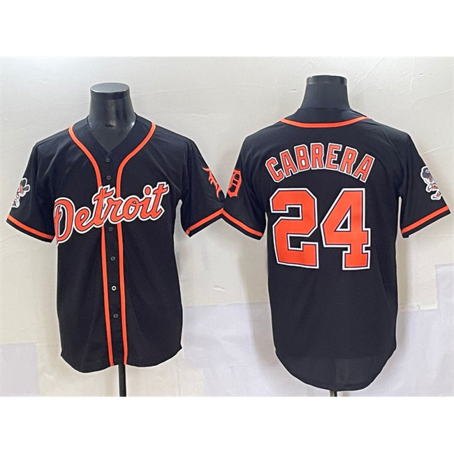 Detroit Tigers #24 Miguel Cabrera Black JEROMEN With Patch Cool Base Stitched Jersey