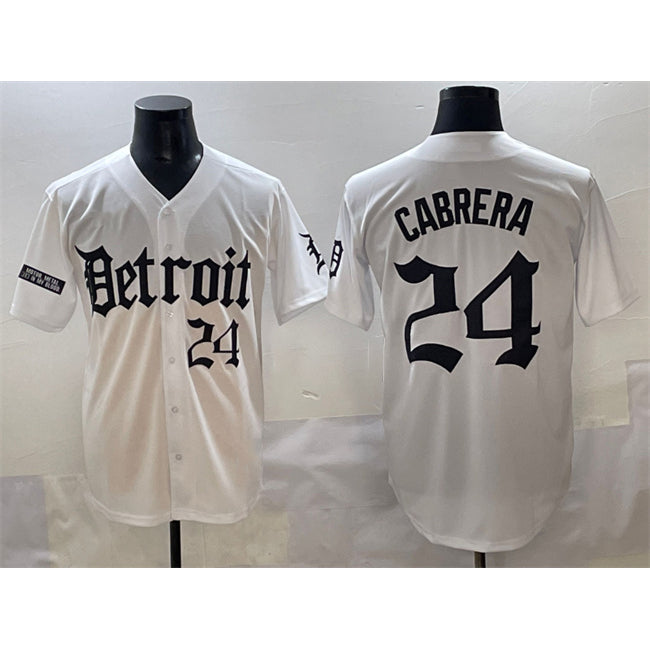Detroit Tigers #24 Miguel Cabrera White JEROMEN 'Motor Gothic Edition' Vapor Premier Limited Stitched Jersey