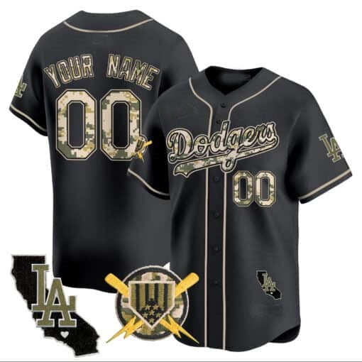 Custom Los Angeles Dodgers Armed Forces Day Vapor Premier Limited Jersey ¨C Black JEROMEN