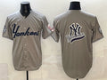 New York Yankees Team Big Logo Grey JEROMEN With Patch Limited Stitched Jersey