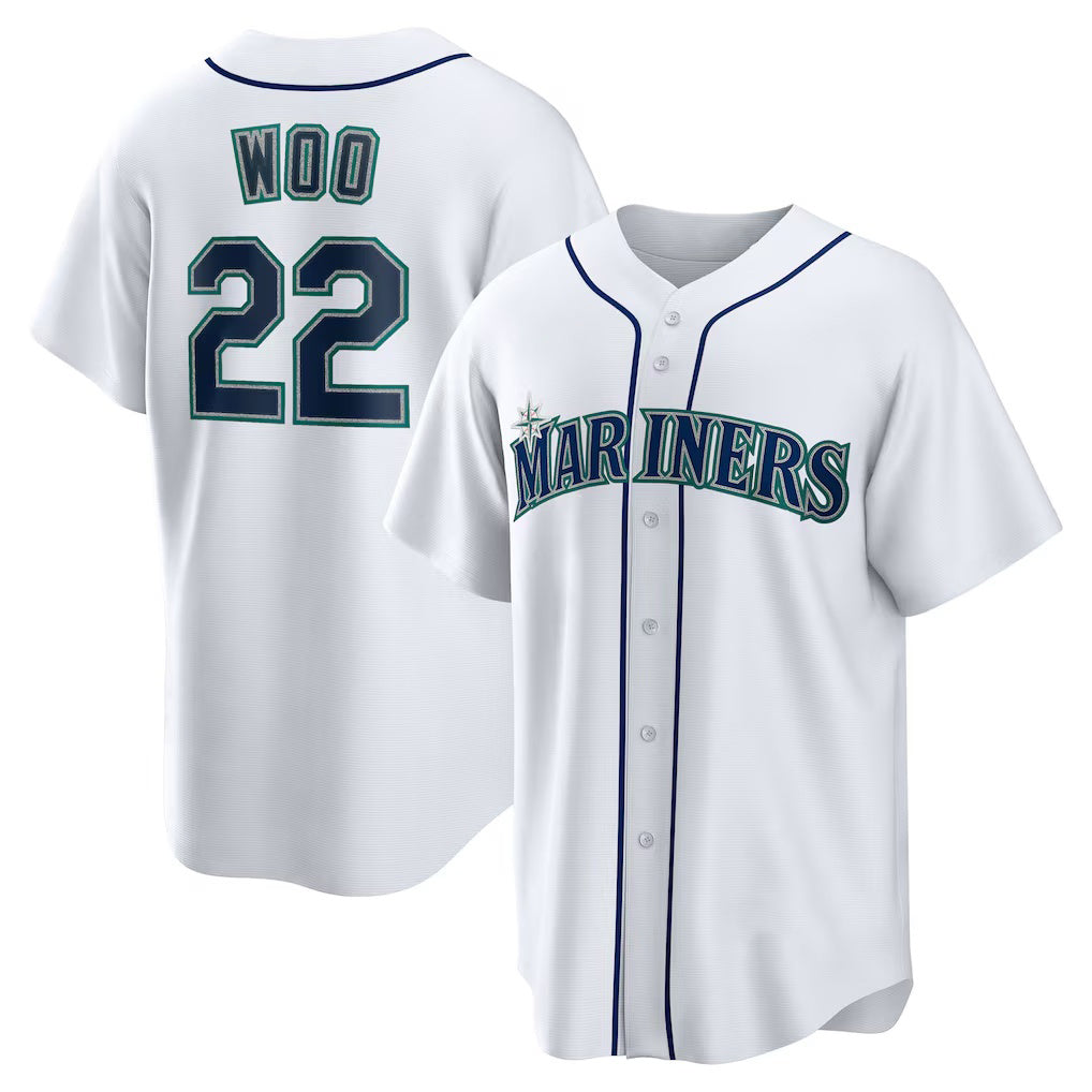 Seattle Mariners #22 Bryan Woo White JEROMEN Home Replica Jersey