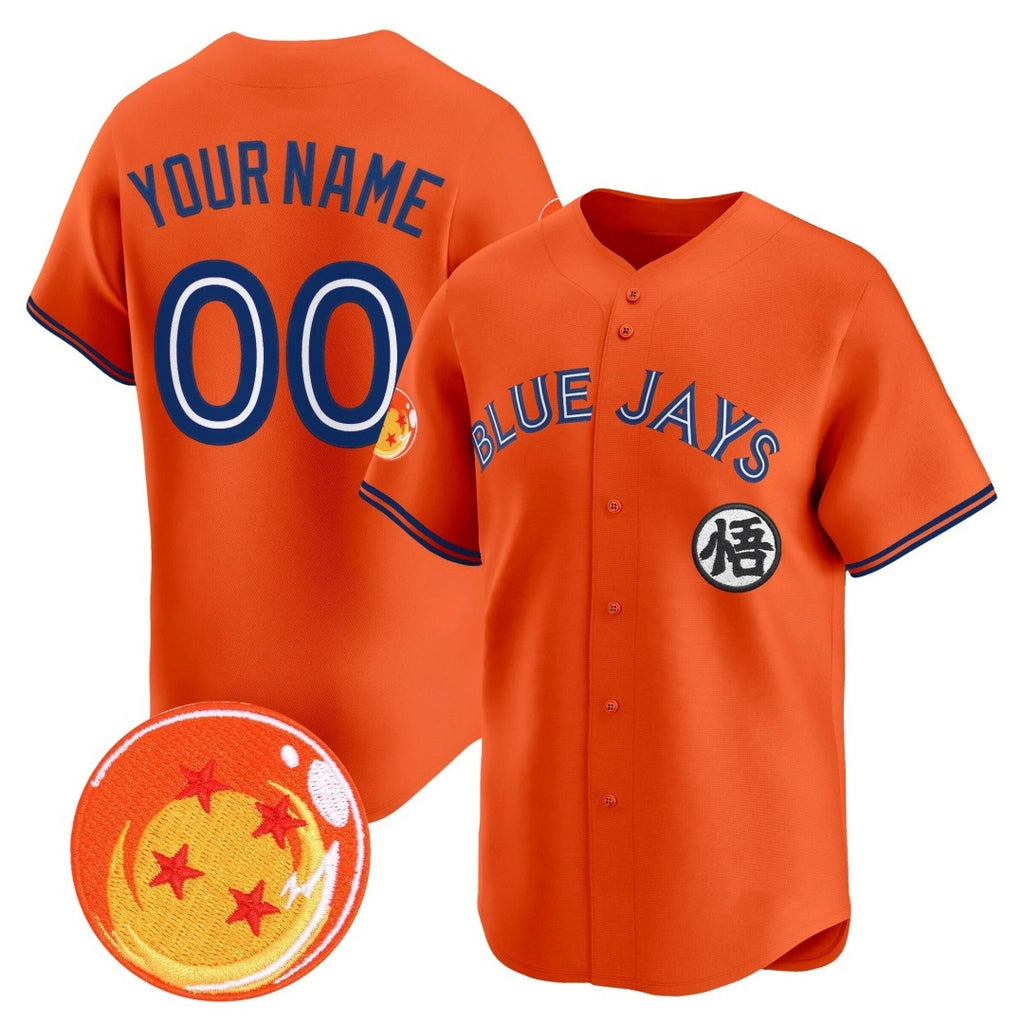 Custom Toronto Blue Jays x Dragon Ball Orange JEROMEN Vapor Premier Limited Jersey - All Stitched