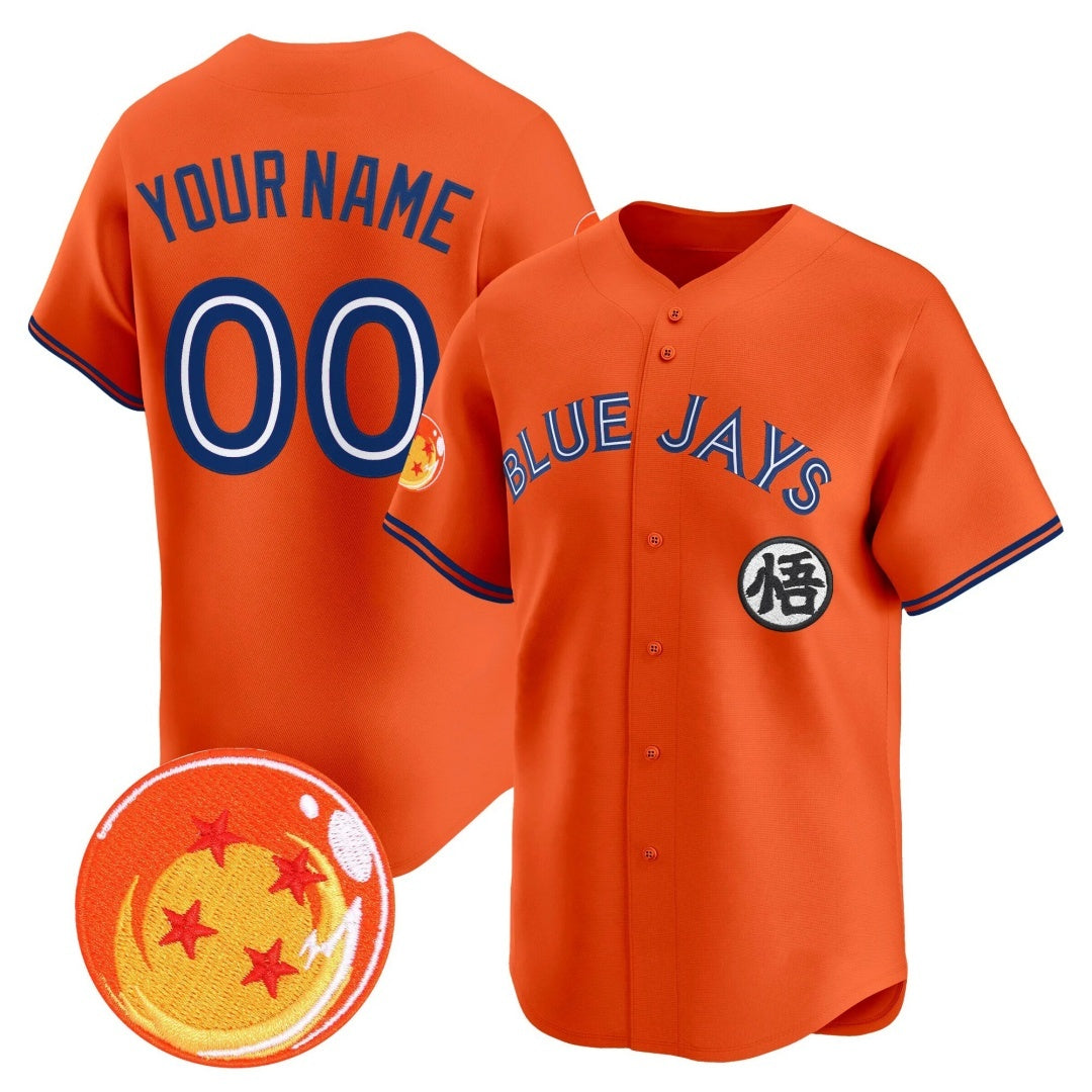 Custom Toronto Blue Jays x Dragon Ball Orange JEROMEN Vapor Premier Limited Jersey - All Stitched