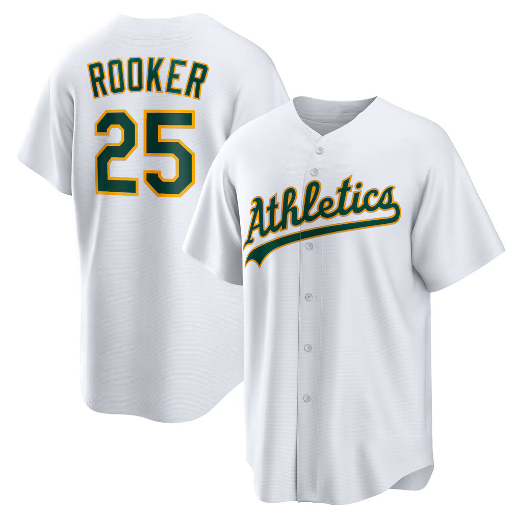 Oakland Athletics #25 Brent Rooker White JEROMEN Home Replica Jersey