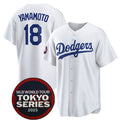 Los Angeles Dodgers #18 Yoshinobu Yamamoto White JEROMEN 2025 World Tour Tokyo Series Home Stitched Jersey
