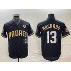 San Diego Padres #13 Manny Machado Black Gold JEROMEN With Patch Cool Base Stitched Jersey