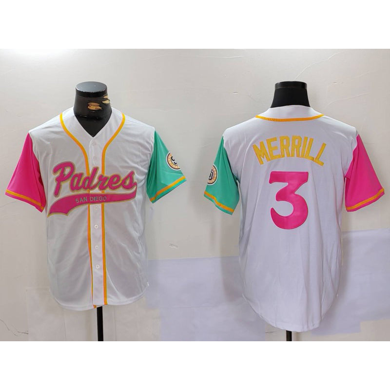 San Diego Padres #3 Jackson Merrill White JEROMEN NEW 2023 City Connect Cool Base Stitched Jersey