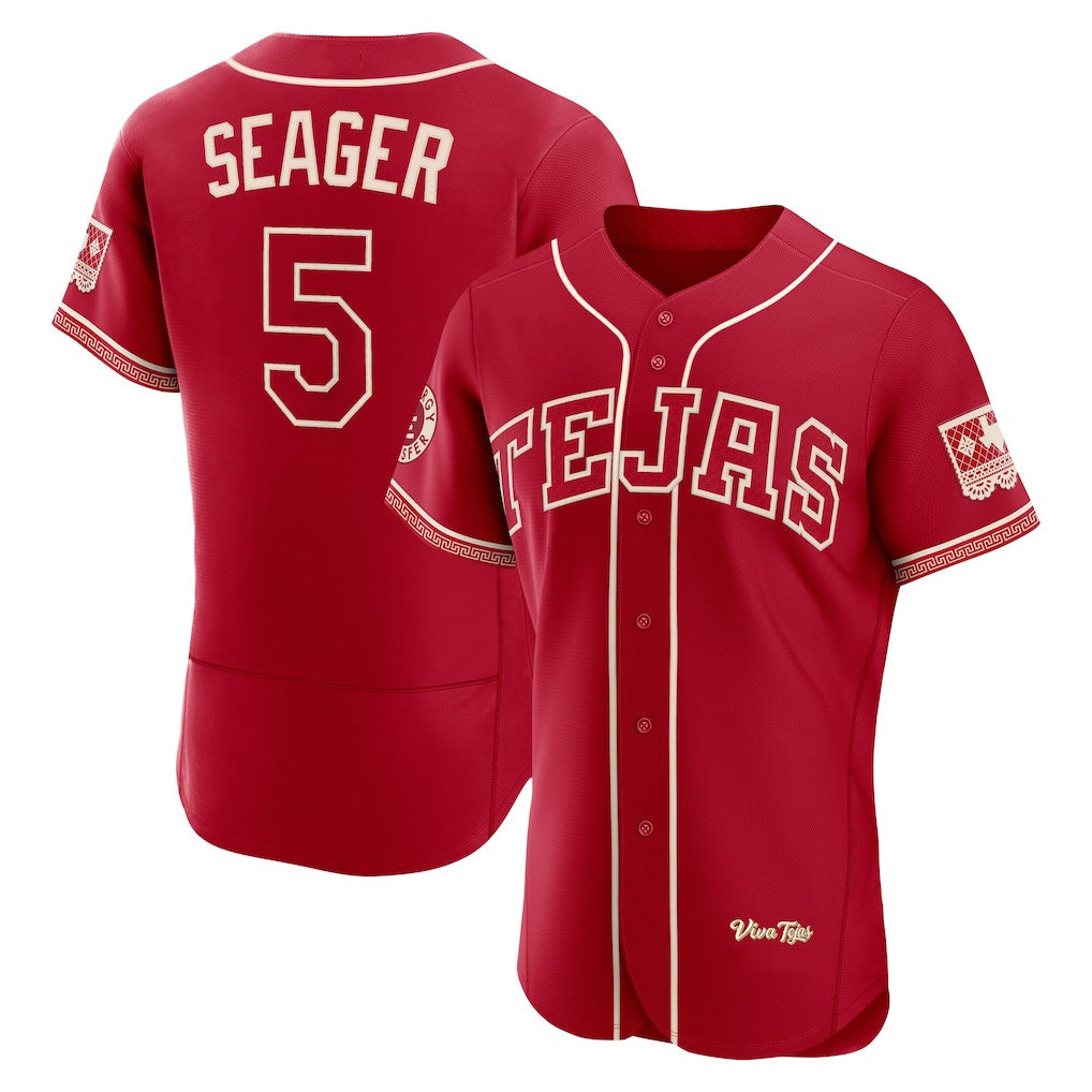 Texas Rangers #5 Corey Seager Red JEROMEN 2026 City Connect Authentic Sponsor Patch Jersey