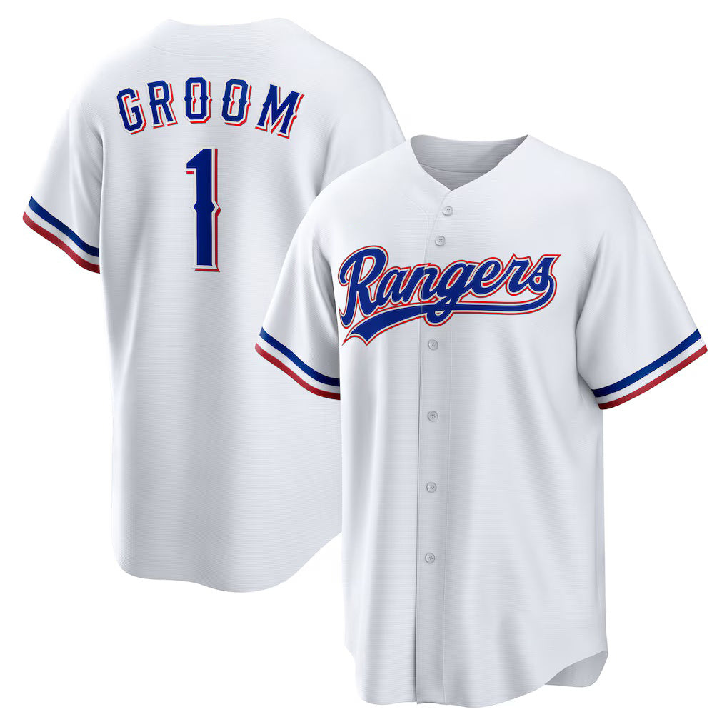 Texas Rangers #1 Groom Home White JEROMEN Replica Jersey