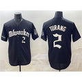 Milwaukee Brewers #2 Brice Turang Black JEROMEN 'Gothic 414 Shadows Edition' Vapor Premier Limited Stitched Jersey