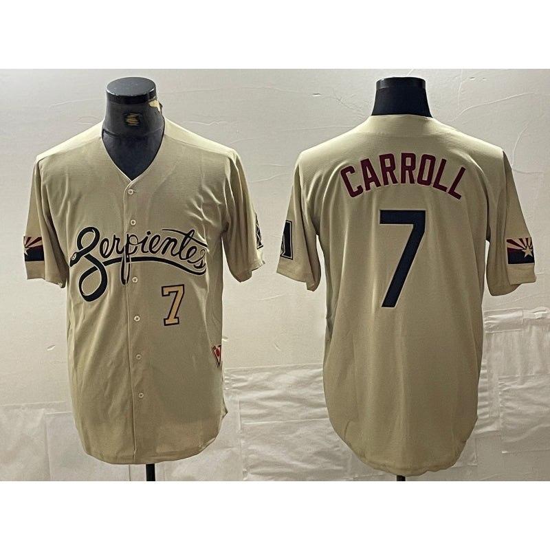 Arizona Diamondbacks #7 Corbin Carroll Number 2021 Gold JEROMEN City Connect Cool Base Stitched Jersey 2