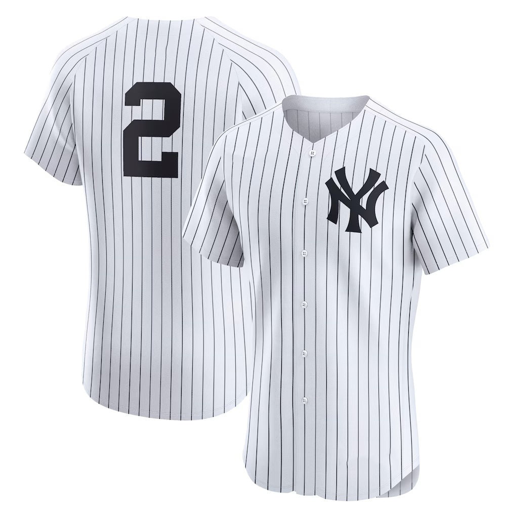 New York Yankees #2 Derek Jeter White JEROMEN Home Elite Player Jersey