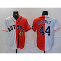 Houston Astros #44 Yordan Alvarez Number White Orange JEROMEN Split Stitched Jersey