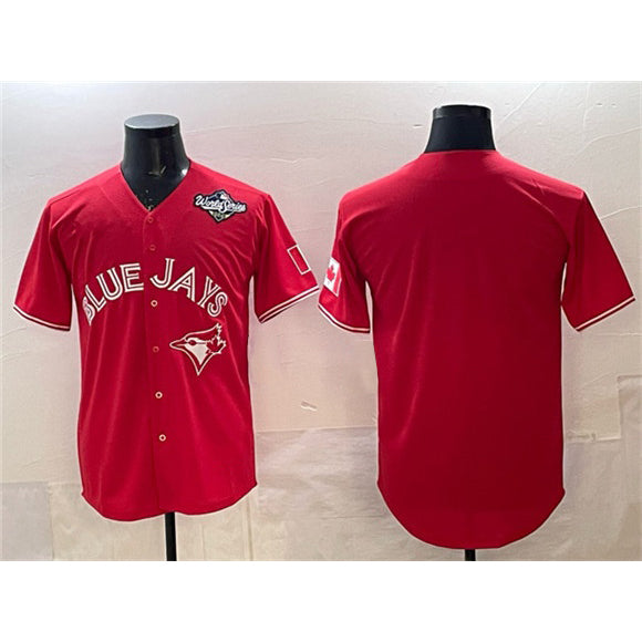 Toronto Blue Jays Blank Red JEROMEN 2025 World Series Home Cool Base Stitched Jersey