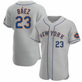 New York Mets #23 Javier Baez Gray JEROMEN Anthentic Jersey