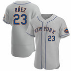 New York Mets #23 Javier Baez Gray JEROMEN Anthentic Jersey