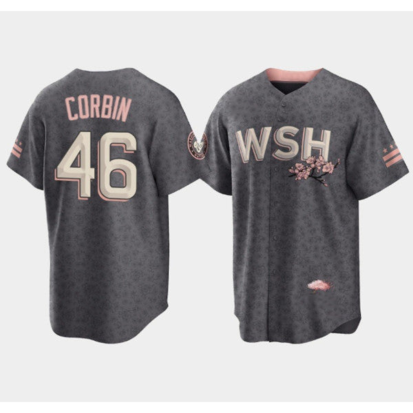 Washington Nationals #46 Patrick Corbin 2022 Grey JEROMEN City Connect Cherry Blossom Cool Base Stitched Jersey