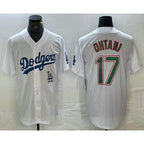 Los Angeles Dodgers #17 Shohei Ohtani White Green JEROMEN Stitched Cool Base Jersey 2