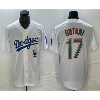 Los Angeles Dodgers #17 Shohei Ohtani White Green JEROMEN Stitched Cool Base Jersey 2