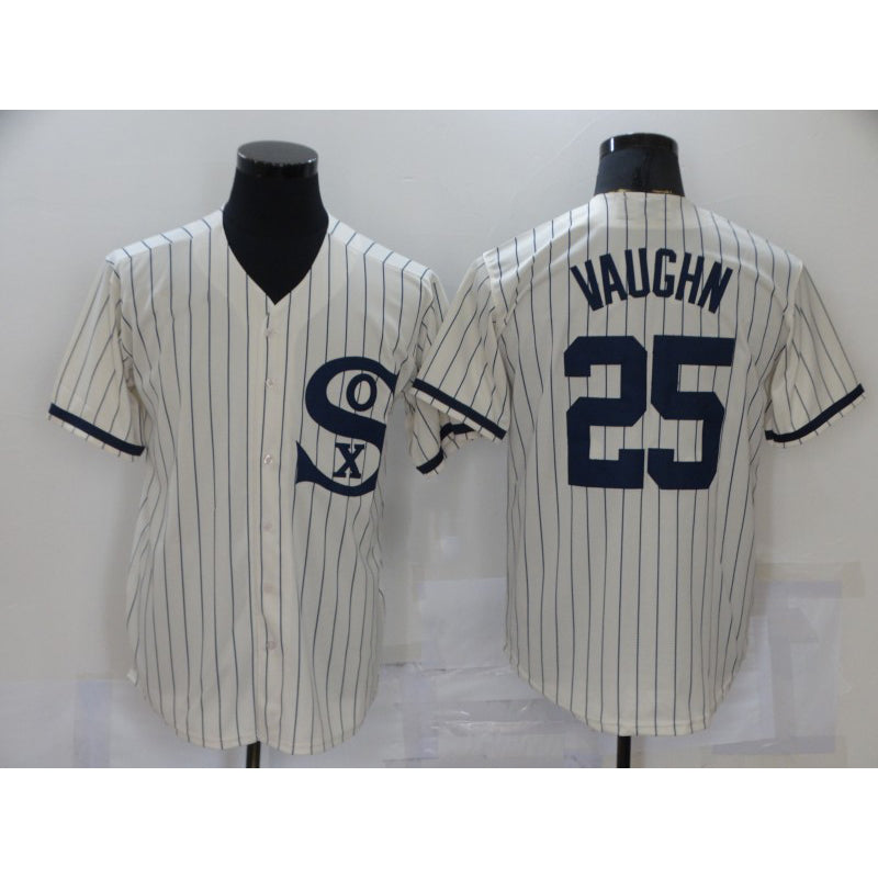 Chicago White Sox #25 Andrew Vaughn 2021 Cream Navy JEROMEN Field of Dreams Name Flex Base Stitched Jersey