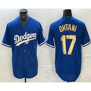 Los Angeles Dodgers #17 Shohei Ohtani Blue Gold JEROMEN Stitched Cool Base Jersey 2