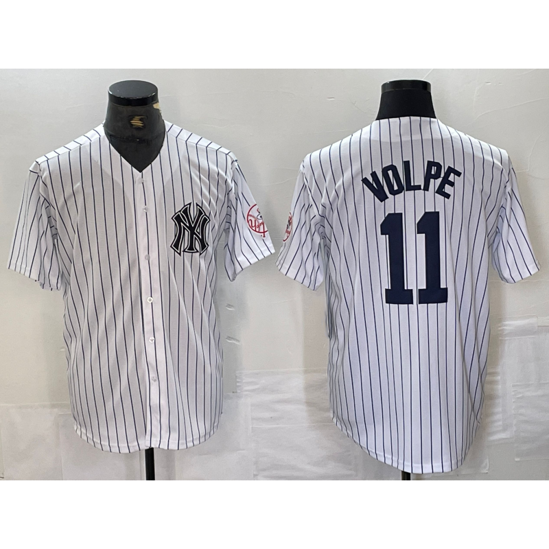 New York Yankees #11 Anthony Volpe Name White JEROMEN With Patch 2024 Cool Base Stitched Jersey