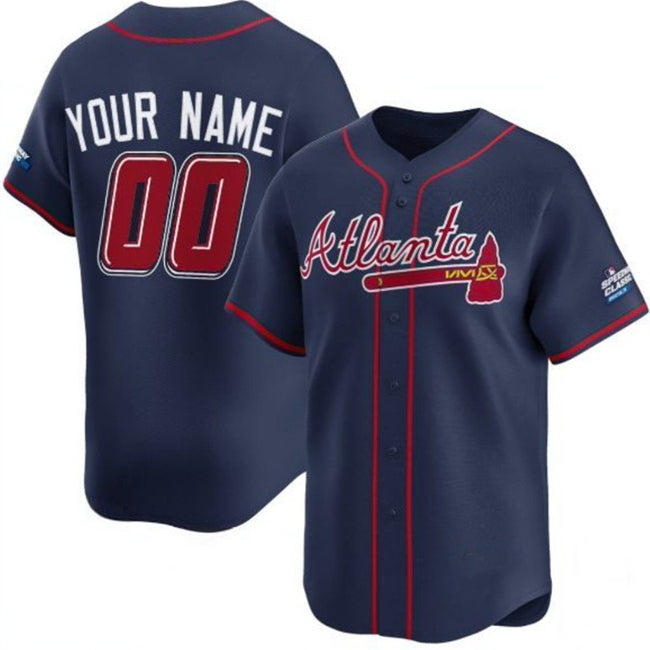 Custom Atlanta Braves Active Player Navy JEROMEN 2025 Speedway Classic Alternate Limited Stitched Jersey
