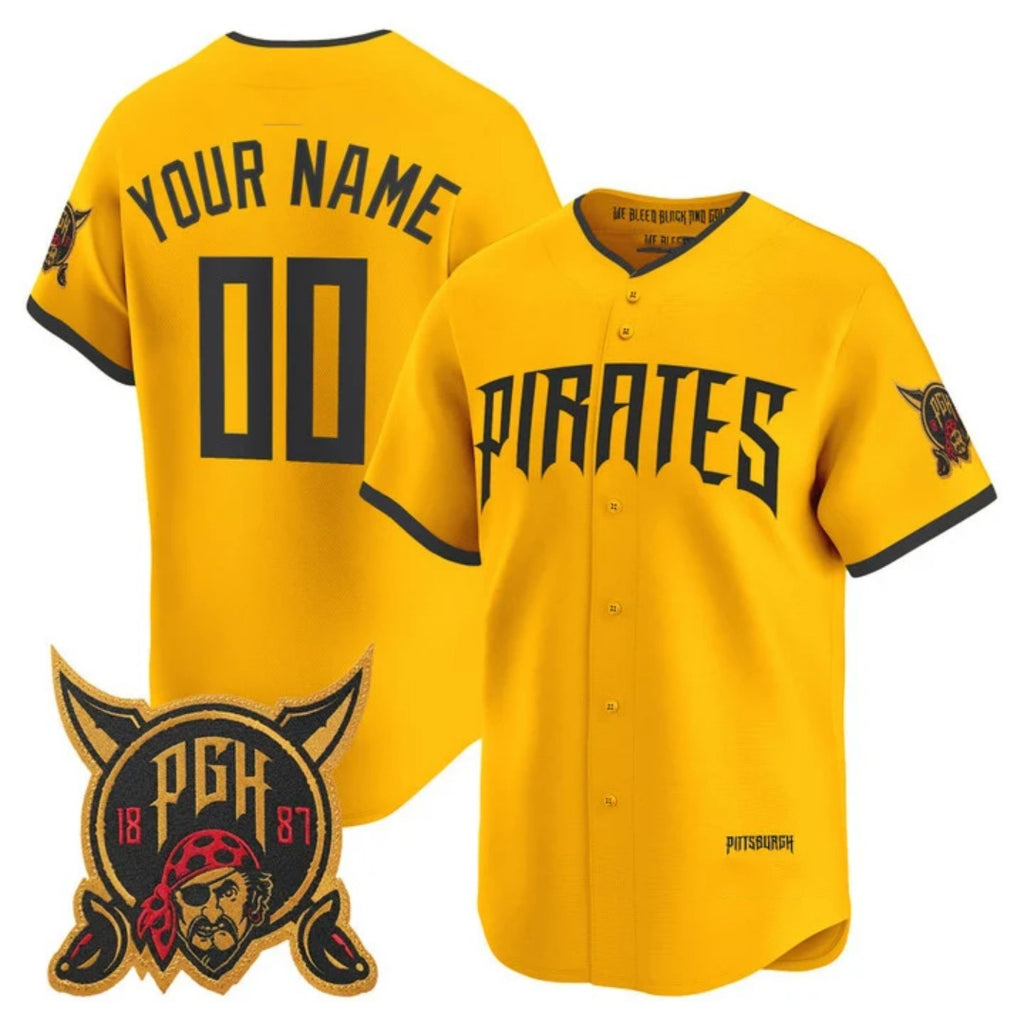 Custom Pittsburgh Pirates Gold JEROMEN 2026 City Connect Stadium Stitched Jersey