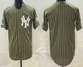 New York Yankees Blank Olive JEROMEN Pinstripe 2026 Armed Forces Day Salute To Service Jersey