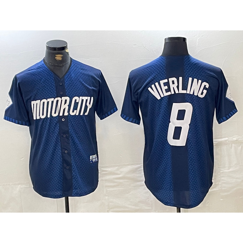 Detroit Tigers #8 Matt Vierling Navy JEROMEN 2024 City Connect Cool Base Limited Stitched Jersey