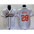 Detroit Tigers #28 Javier B¨¢ez JEROMEN White Cool Base Stitched Jersey
