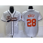 Detroit Tigers #28 Javier B¨¢ez JEROMEN White Cool Base Stitched Jersey
