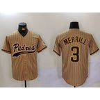San Diego Padres #3 Jackson Merrill Tan JEROMEN 2023 Cool Base Stitched Jersey 2