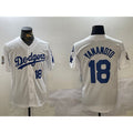Los Angeles Dodgers #18 Yoshinobu Yamamoto White JEROMEN 2024 World Series With Fernando Memorial Patch Home Limited Stitched Jersey 2