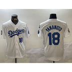 Los Angeles Dodgers #18 Yoshinobu Yamamoto White JEROMEN 2024 World Series With Fernando Memorial Patch Home Limited Stitched Jersey 2