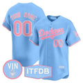 Custom Los Angeles Dodgers Vin ITFDB Patch Bubblegum Pink Vapor Premier Limited Jersey ¨C Blue JEROMEN