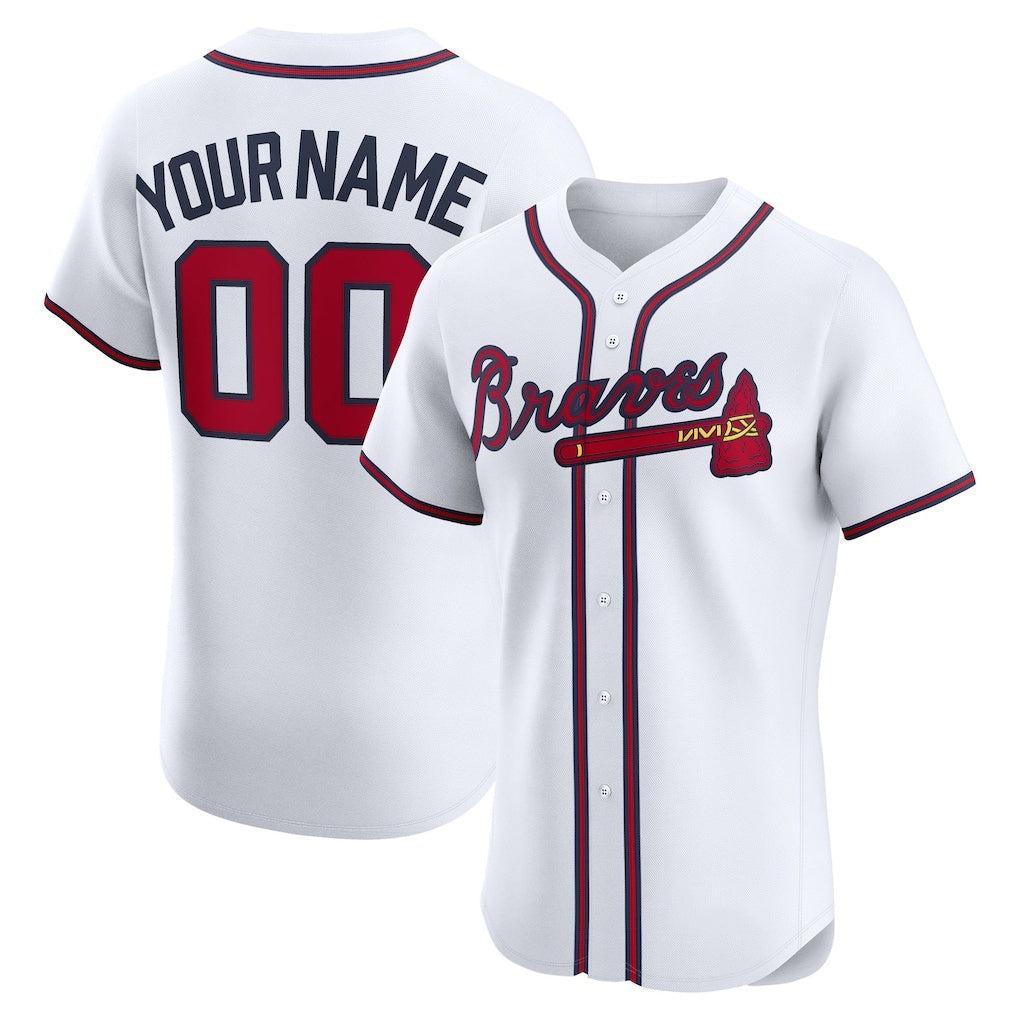 Custom Atlanta Braves White JEROMEN Home Elite Jersey
