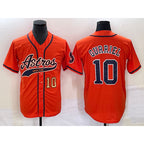Houston Astros #10 Yuli Gurriel Number Orange JEROMEN With Patch Cool Base Stitched Jersey