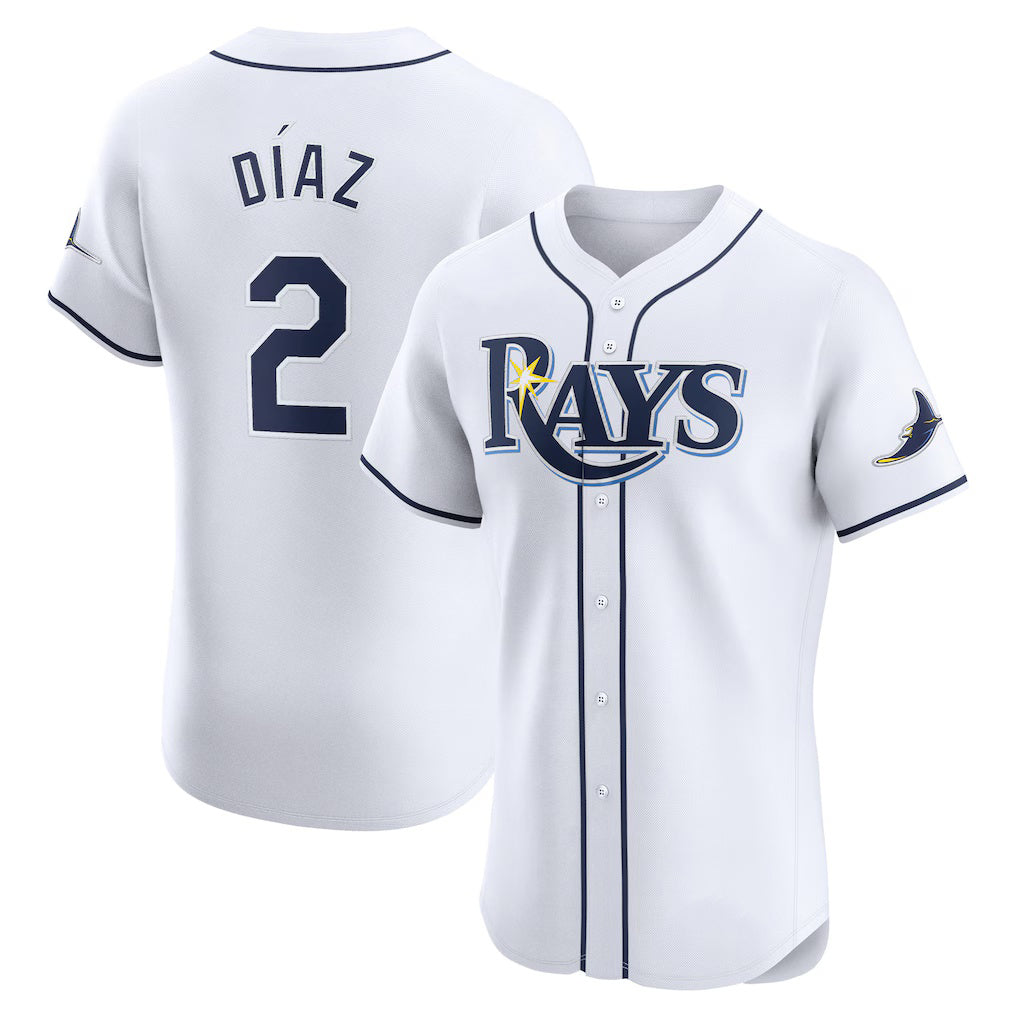Tampa Bay Rays #2 Yandy Diaz White JEROMEN Home Elite Player Jersey