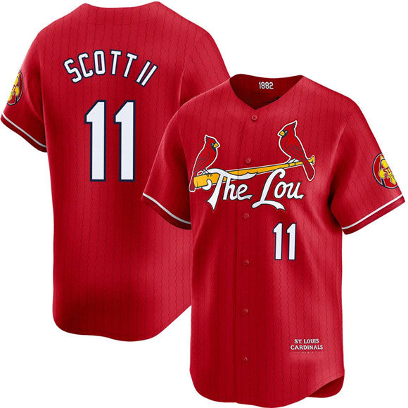 St. Louis Cardinals #11 Victor Scott II Red JEROMEN City Connect Limited Stitched Jersey