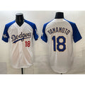 Los Angeles Dodgers #18 Yoshinobu Yamamoto White Royal JEROMEN 2025 World Series Patch Limited Stitched Jersey