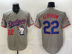 Los Angeles Dodgers #22 Clayton Kershaw Grey JEROMEN Hello Kitty Night 2025 World Series Champions Patch Stitched Jersey