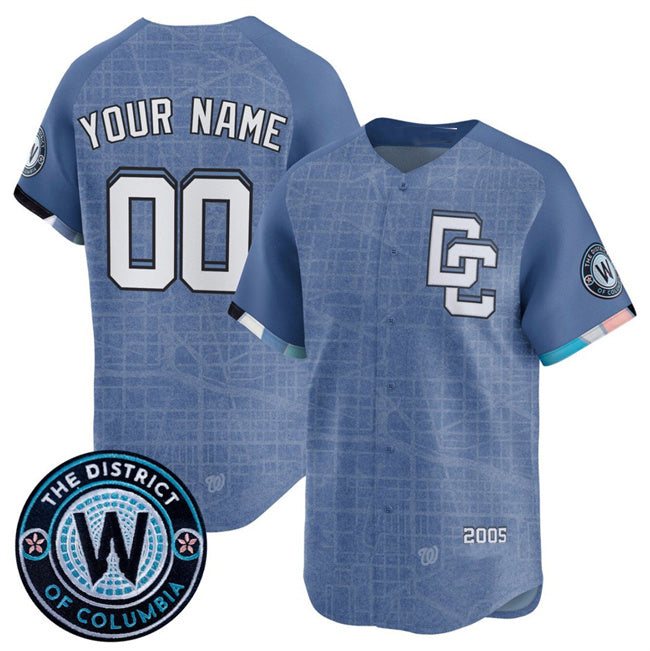 Custom Washington Nationals ACTIVE PLAYER Blue JEROMEN 2025 City Connect Limited Stitched Jersey