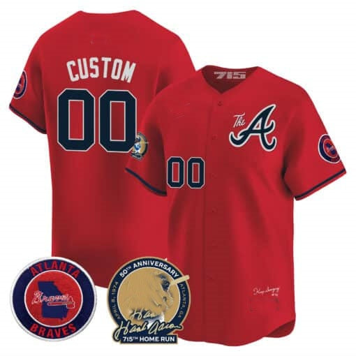 Custom Atlanta Braves Hank Aaron 715th Home Run Patch Vapor Premier Limited Jersey V2 ¨C Red JEROMEN