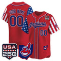 Custom Cleveland Indians Red JEROMEN America 250 Edition Vapor Premier Limited Jersey - All Stitched